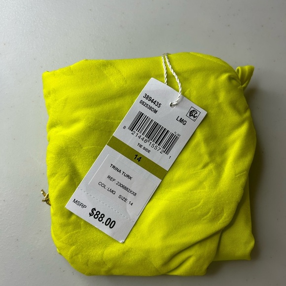 Trina Turk Sway Palm Tree Jacquard Side Tie Bikini Bottom Lemongrass 12, 14 NWT - Picture 6 of 6